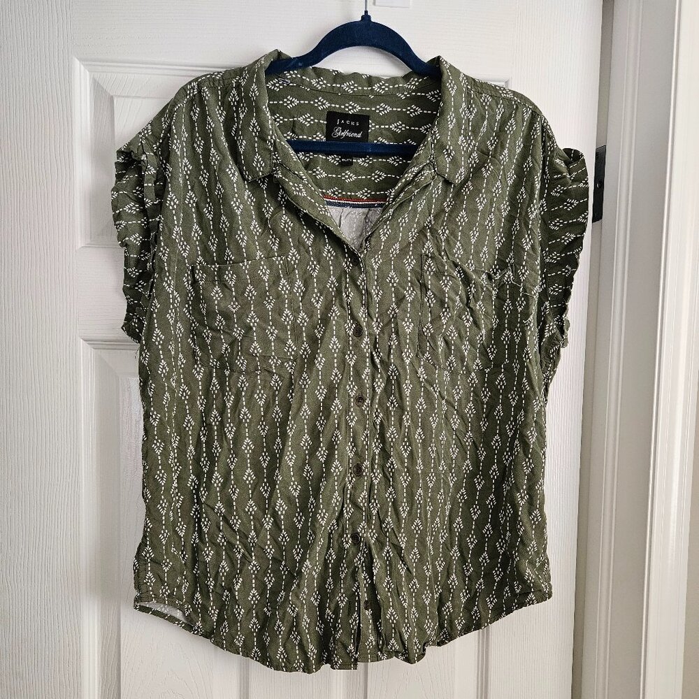 Jachs Girlfriend‎ XXL - Green Pattern Sleeveless Shirt